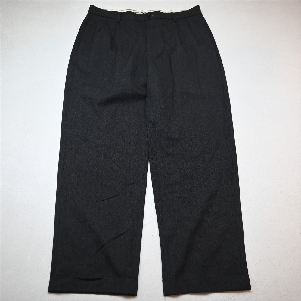 Nautica 36x32 Gray 100% Wool Rigger Classic Pleated Cuffed Dress Mens Pants